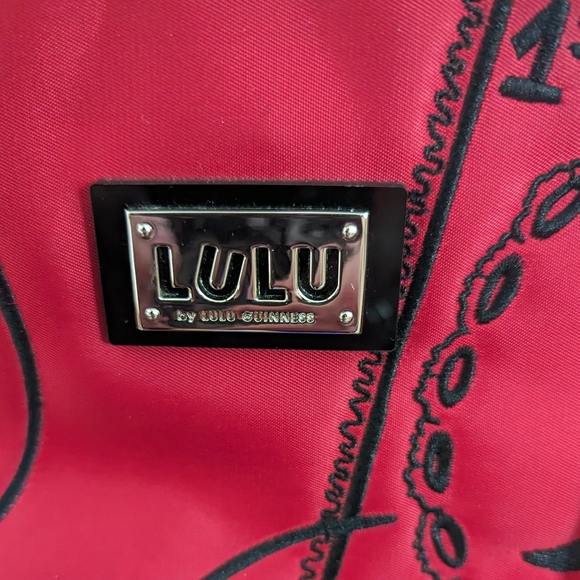 Lulu Guinness London Print Red Black Handbag Shoulder Bag Purse Stamp NWT - Picture 14 of 16